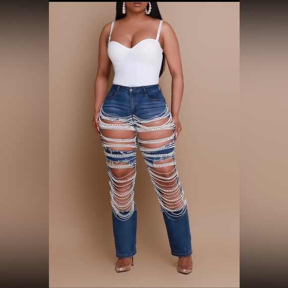 Swank A Posh Per Usual Pearl Jeans - Picture 7 of 11